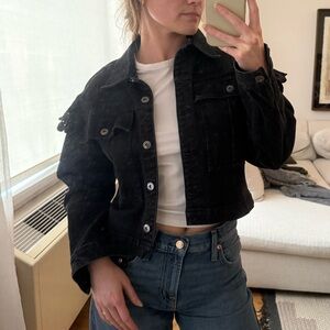 Something Navy Women's Black Denim Jacket XS